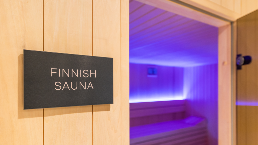 Finnish sauna with wooden interior at Visula Hotel & Spa in Medulin, Croatia.